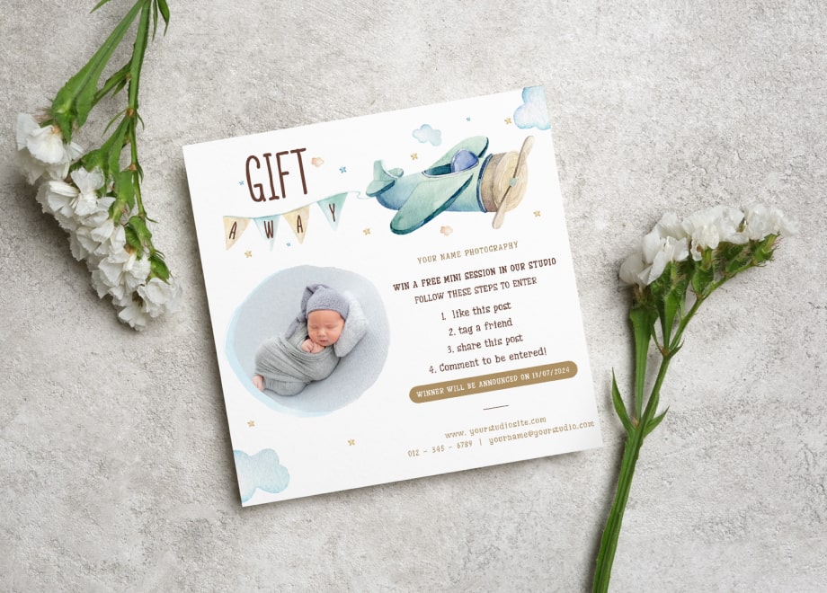 Newborn Giveaway Card Template Spaceship