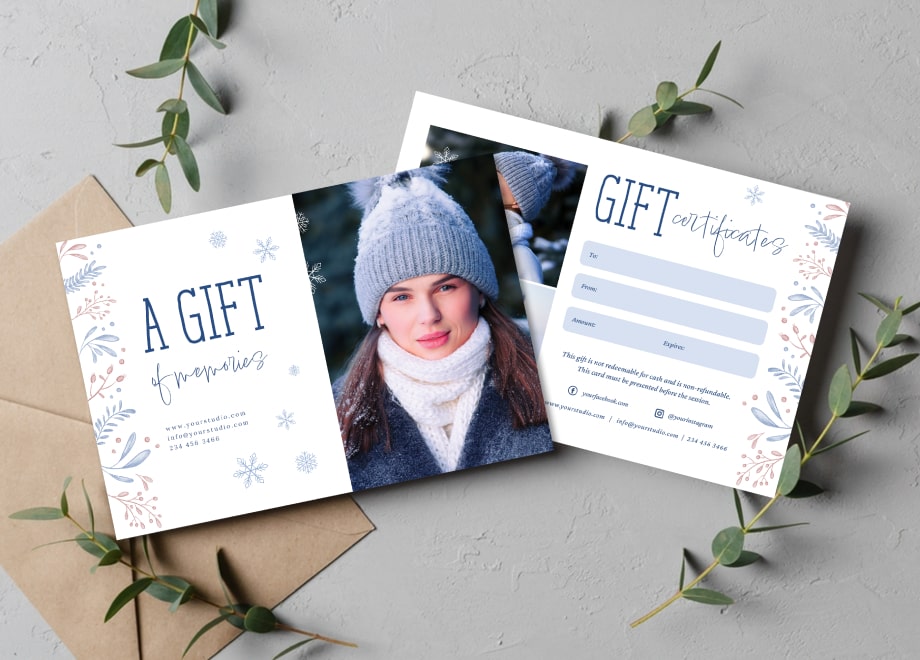 Portrait Gift Certificate Template for Winter