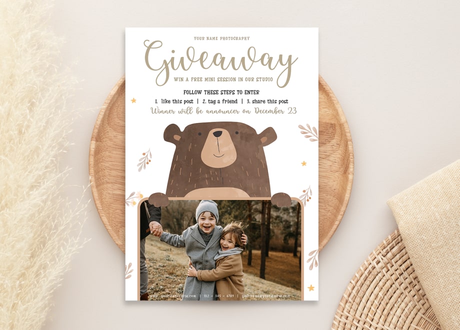 Teddy Bear Giveaway Card Template