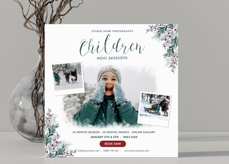 Mini Session Card Template Winter