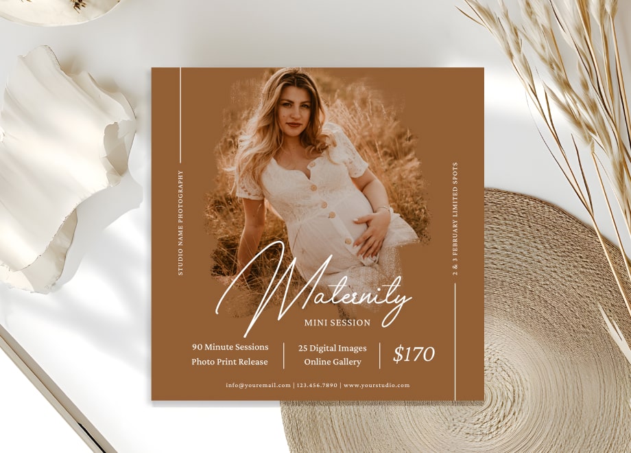 Brown-Orange Maternity Mini Session Design Template