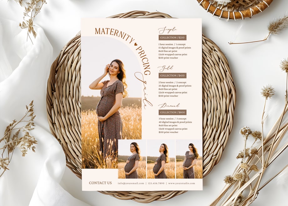 Elegant Beige Maternity Pricing Guide Template