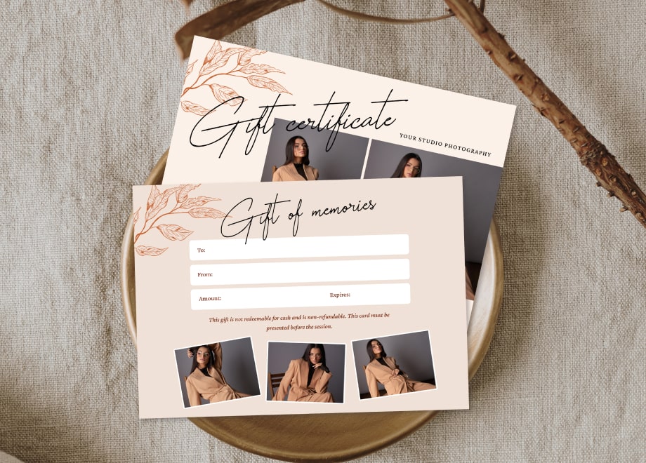 Model Photography Gift Certificate Template