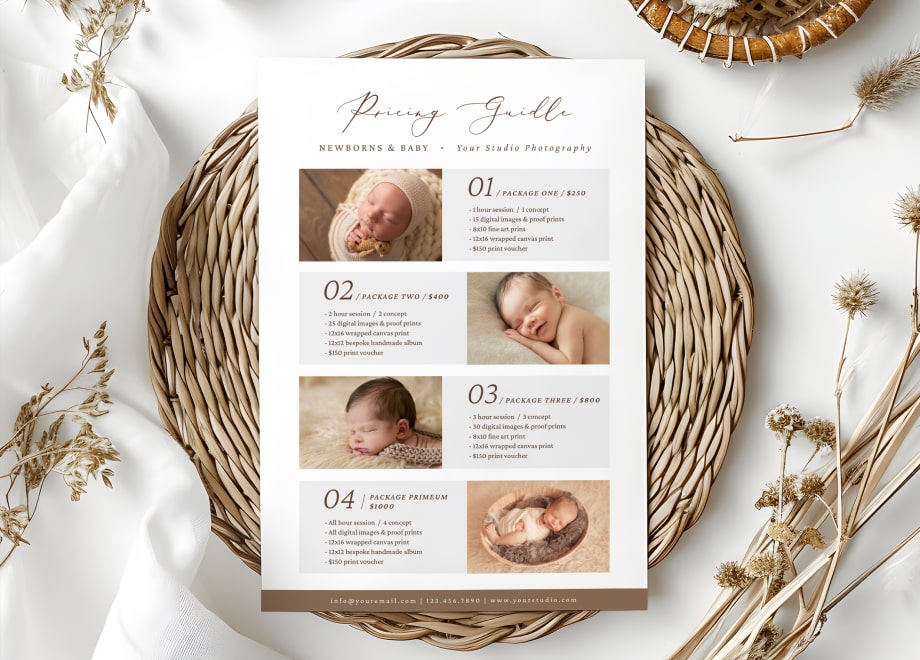 Brown Tone Newborn Pricing Guide Template