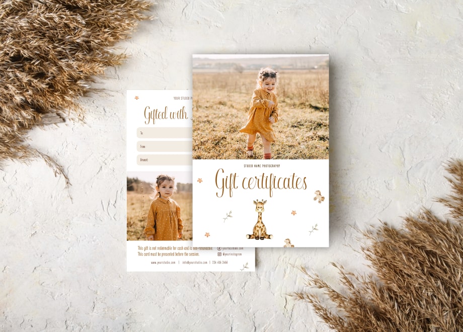 Children’s Gift Certificates Giraffe Template