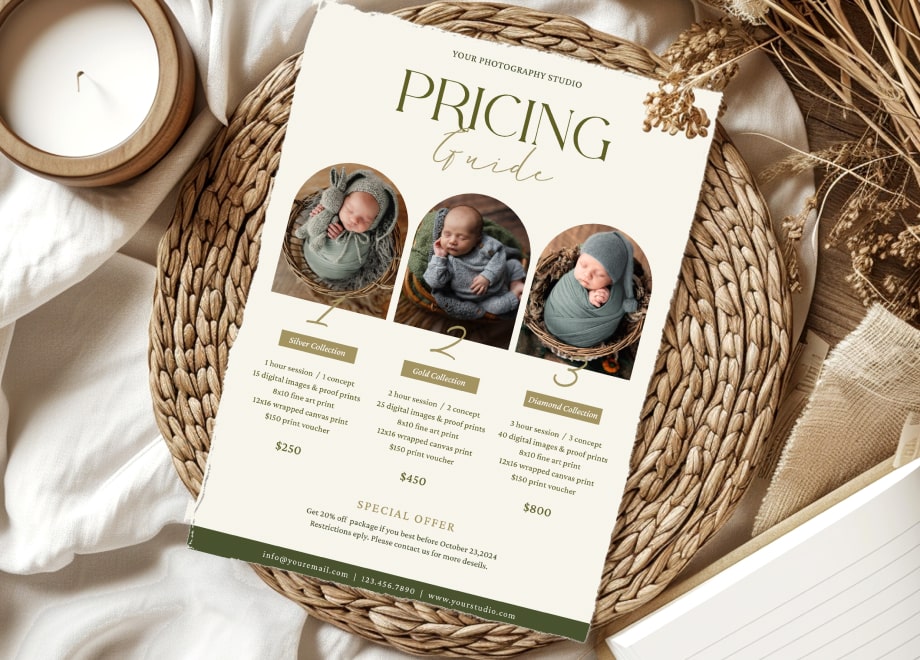 Newborn Pricing Guide Template with Three Collection