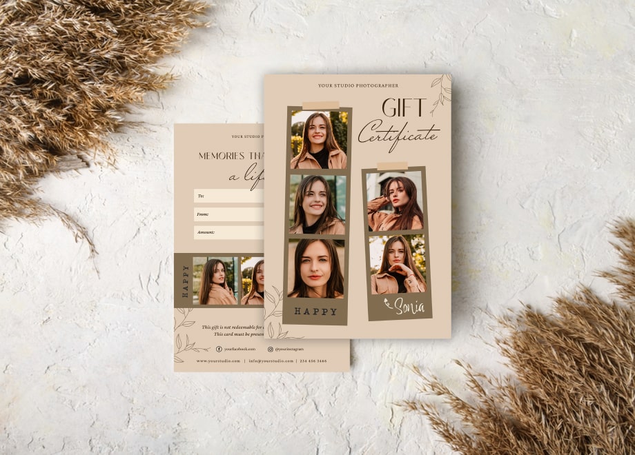 Portrait Photography Gift Certificate Template