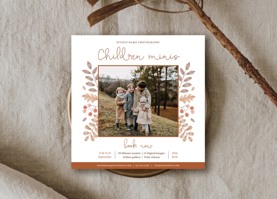 Mini Session Card Template For Autumn