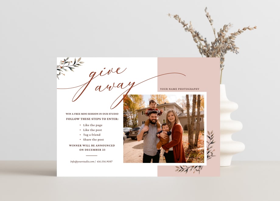 Family’s Giveaway Pink&White Tone Template