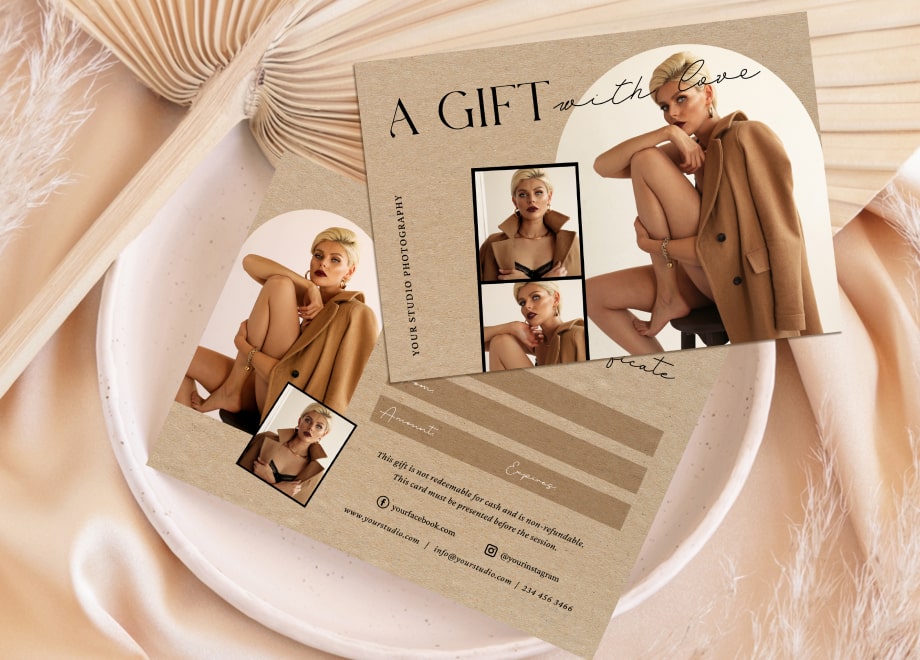 Model Photography Gift Certificate Card Template