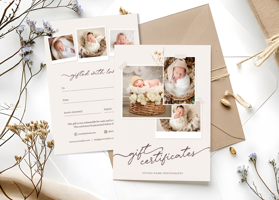 Floral Newborn Gift Certificates Template