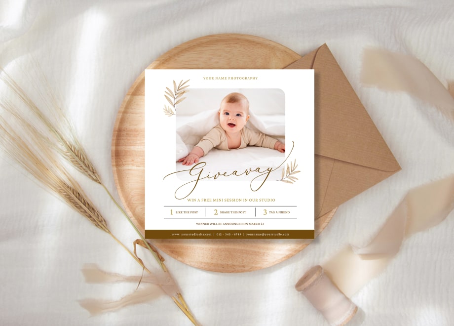 Cream Tone Newborn Giveaway Card Template