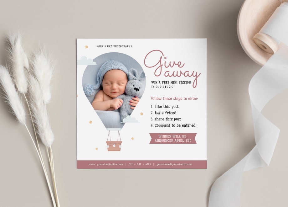 Basic Style Newborn Giveaway Card Template