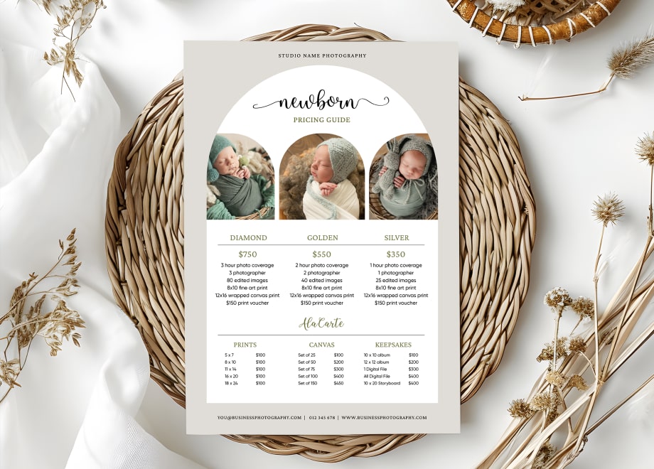 Two-Sided Newborn Pricing Guide Template