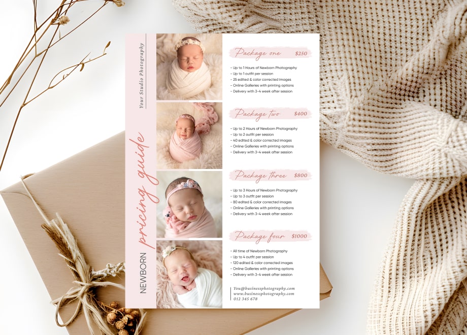 Sweet Pink Newborn Pricing Guide Template