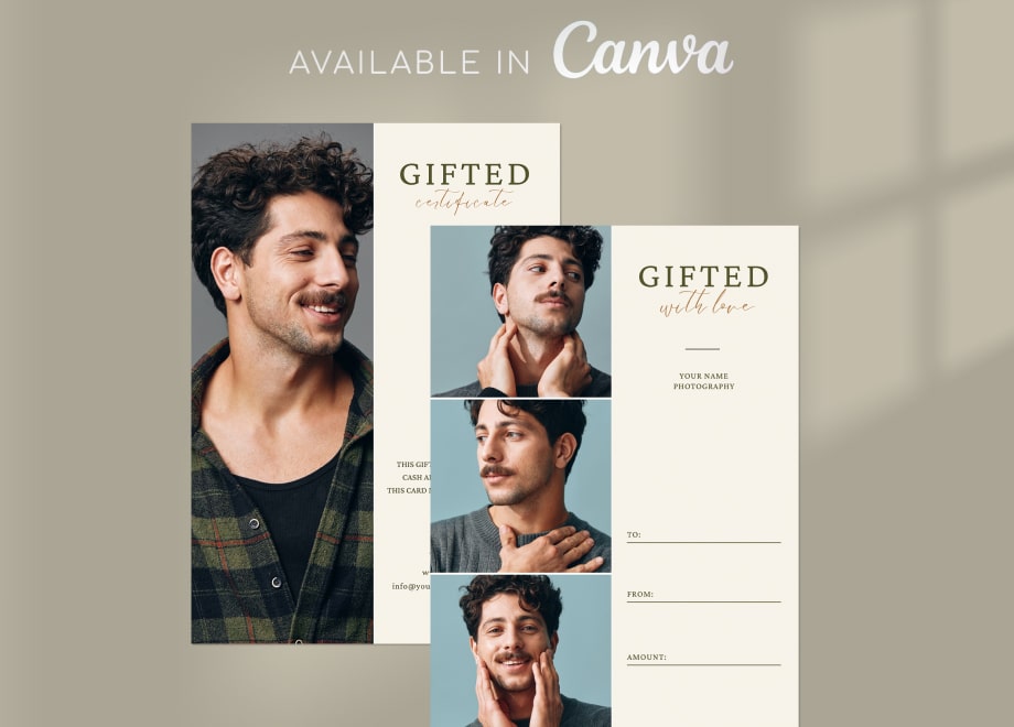 Portrait Gift Certificate Card Template