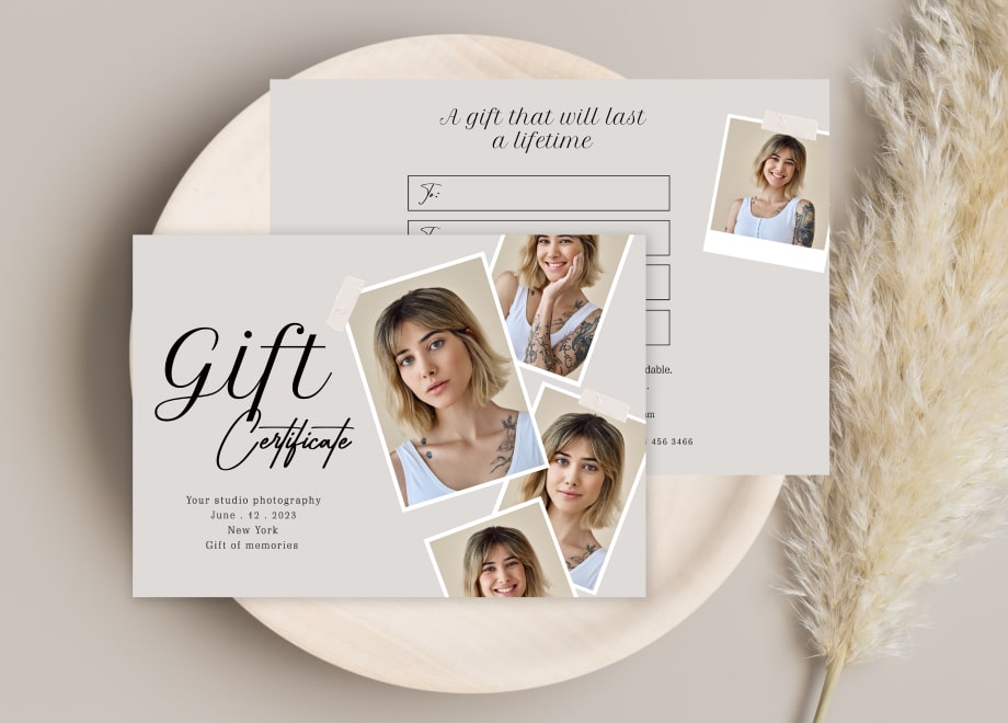 Refined Elegance Portrait Gift Certificate Template