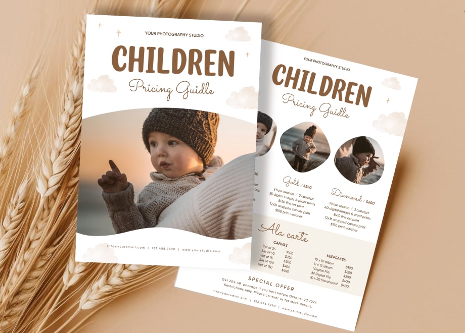 Children’s Pricing Guide Card Template