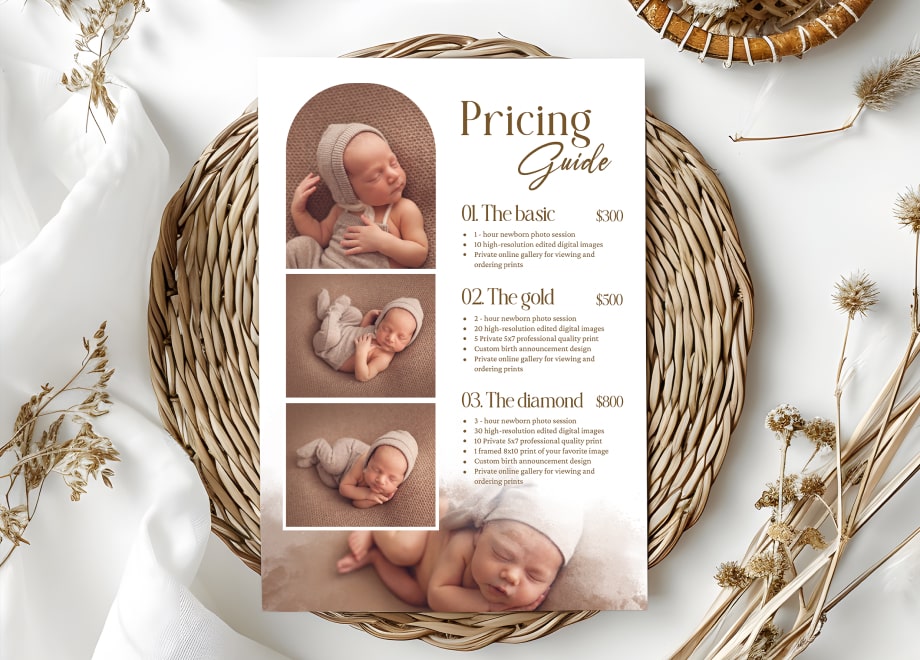 Cozy Warm Tone Newborn Pricing Guide Template