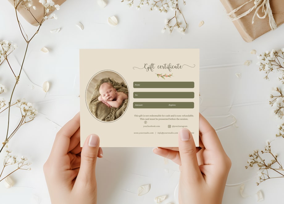 Buttercream Newborn Gift Certificate Template