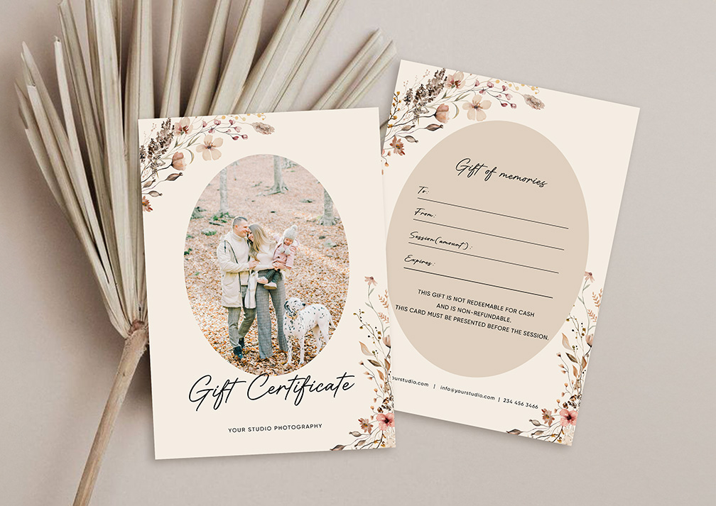 Family’s Gift Certificates Floral Template