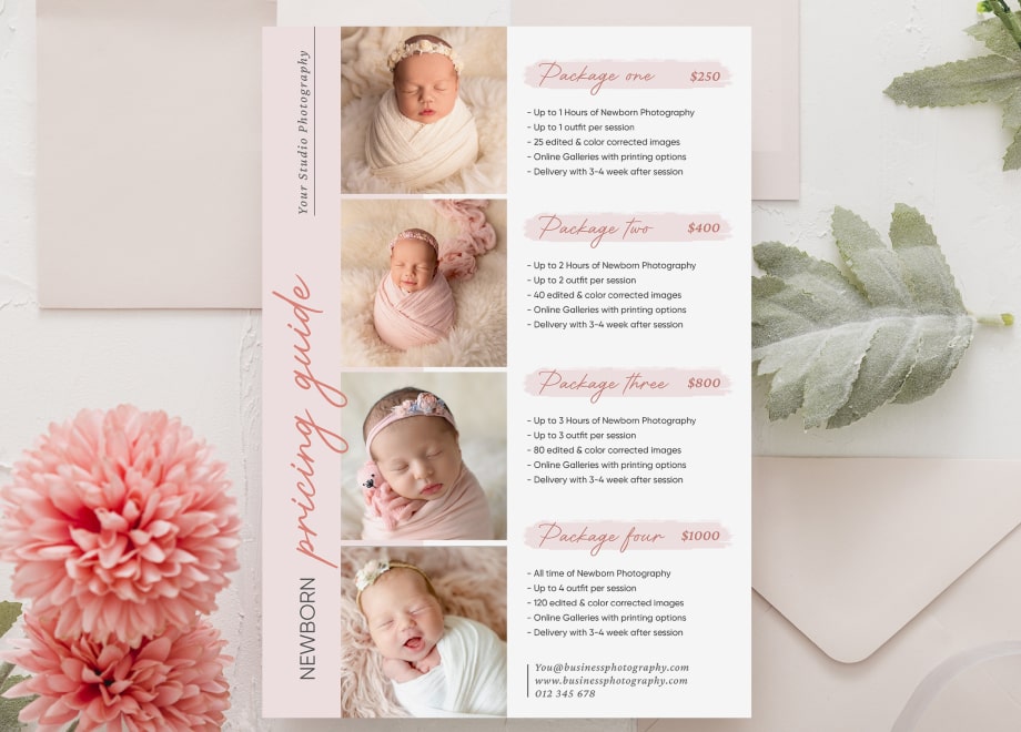 Sweet Pink Newborn Pricing Guide Template