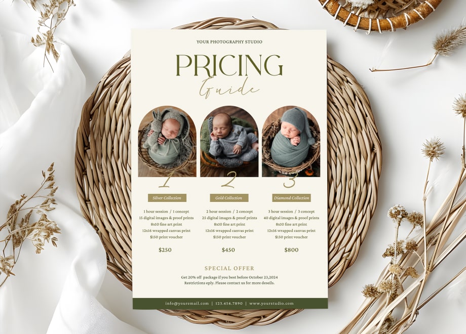 Newborn Pricing Guide Template with Three Collection