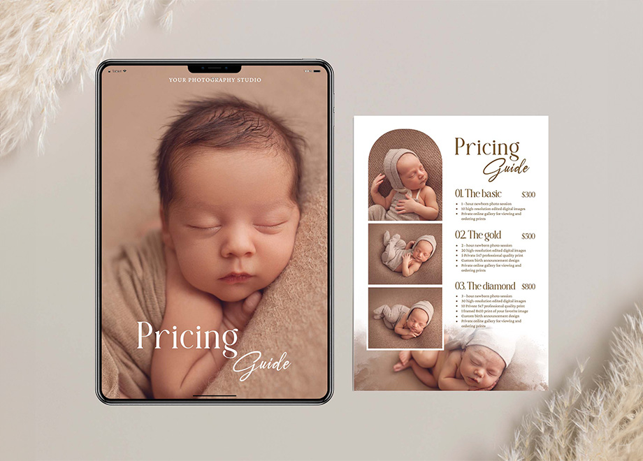 Cozy Warm Tone Newborn Pricing Guide Template