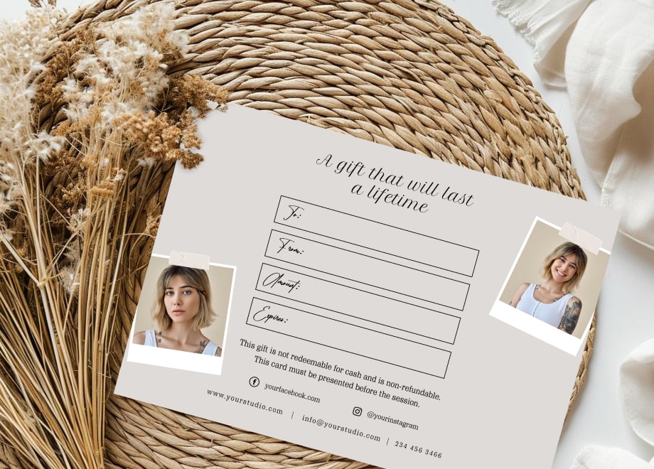 Refined Elegance Portrait Gift Certificate Template