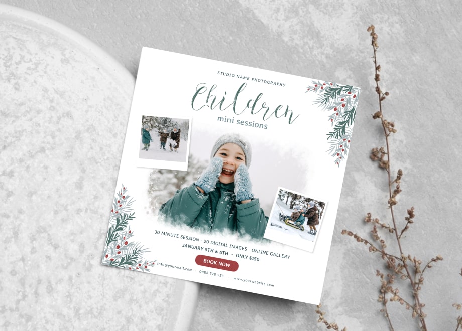 Mini Session Card Template Winter