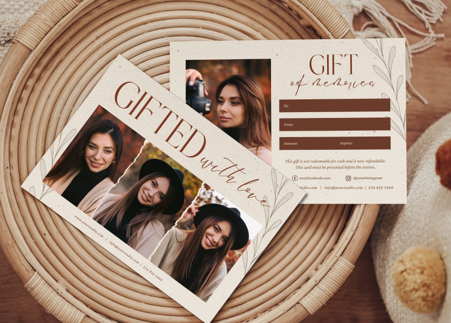 Portrait Gift Certificate Template for Photographers