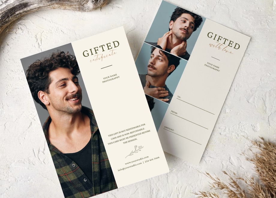 Portrait Gift Certificate Card Template