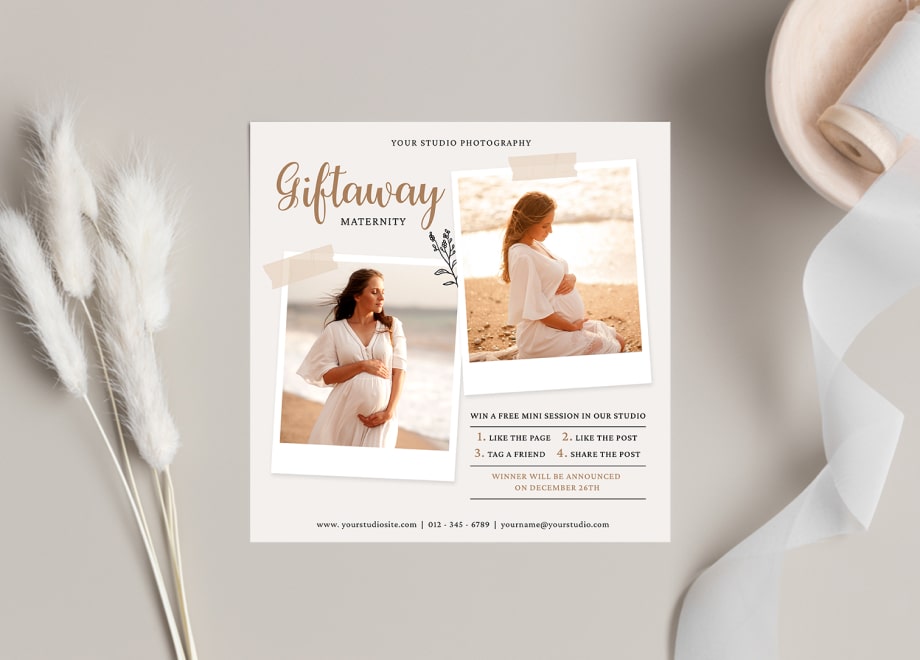 Cream Maternity Giveaway Collage Template