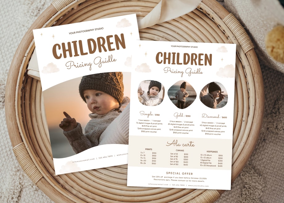 Children’s Pricing Guide Card Template