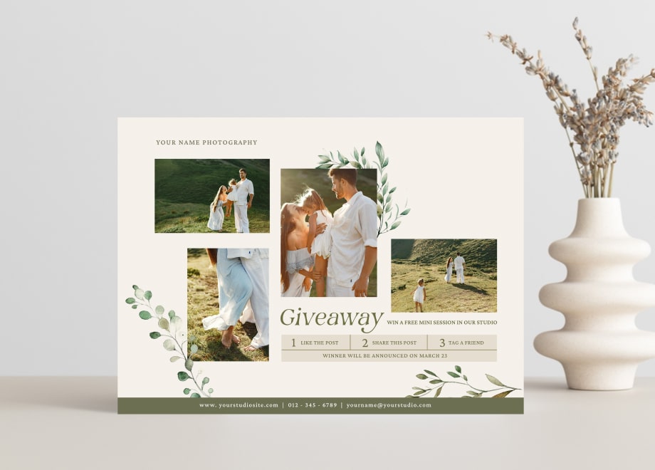 Family Giveaway Card Template For Spring