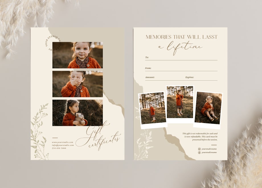 Children’s Gift Certificates Template For Photographers