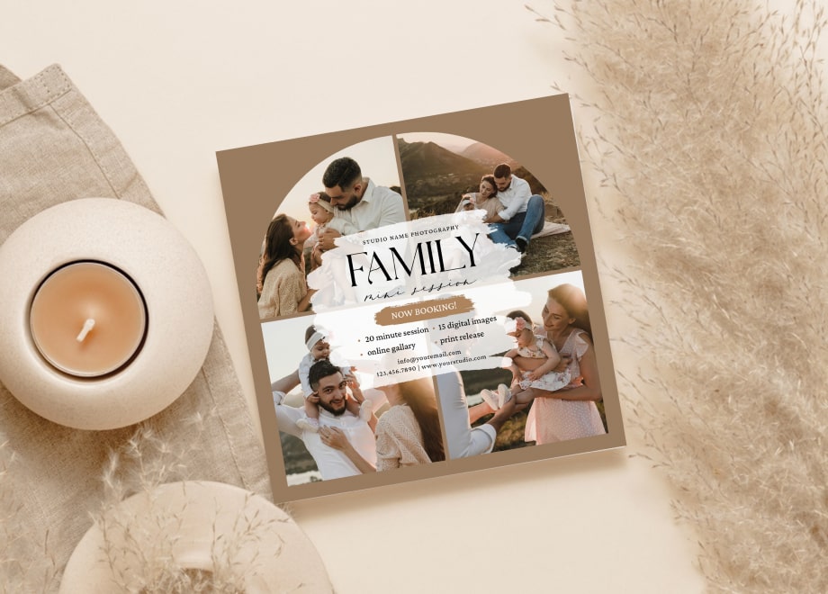 Earthy Brown Family Four-Photo Template