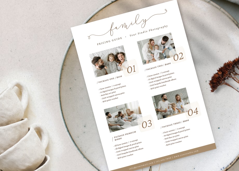 Family Pricing Guide Four-Photo Template