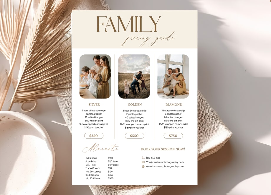 Family Pricing Guide Card Template