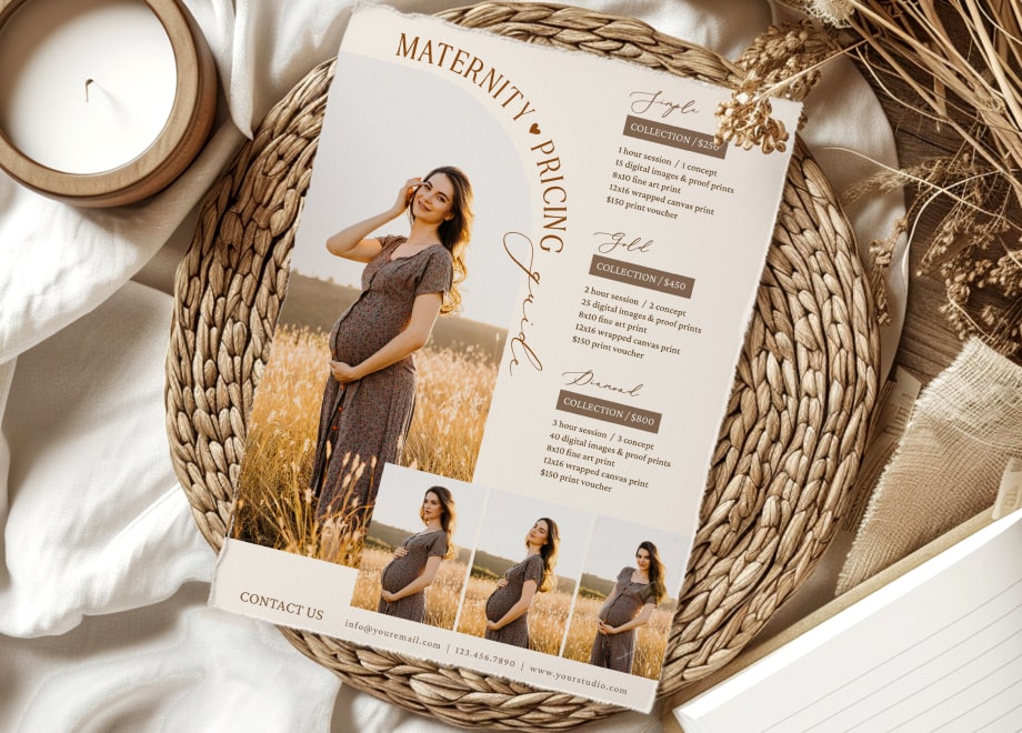 Elegant Beige Maternity Pricing Guide Template