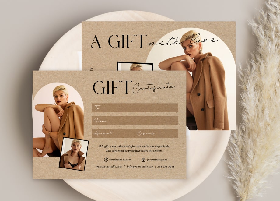 Model Photography Gift Certificate Card Template