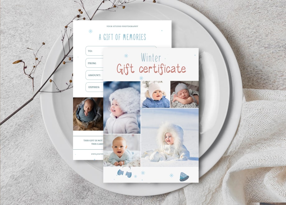 Newborn Gift Certificates Template for Winter