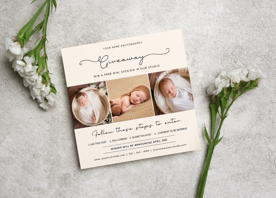 Sweet Newborn Giveaway Card Template