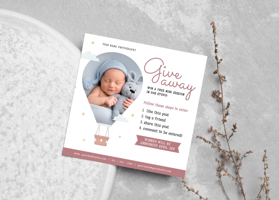 Basic Style Newborn Giveaway Card Template