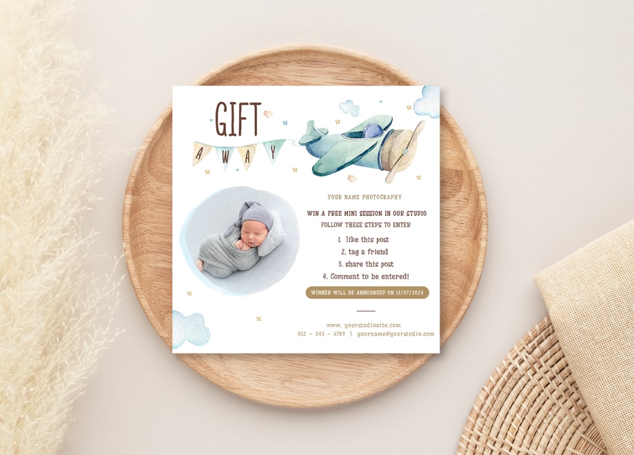 Newborn Giveaway Card Template Spaceship