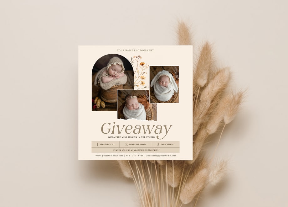 Floral Newborn Giveaway Card Template