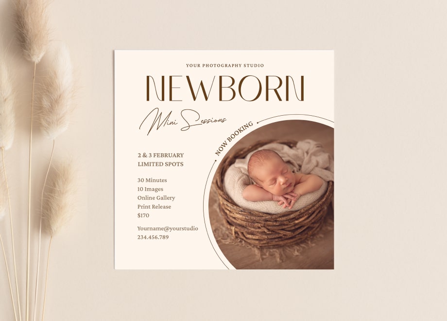 Cream Tone Newborn Mini Session Template