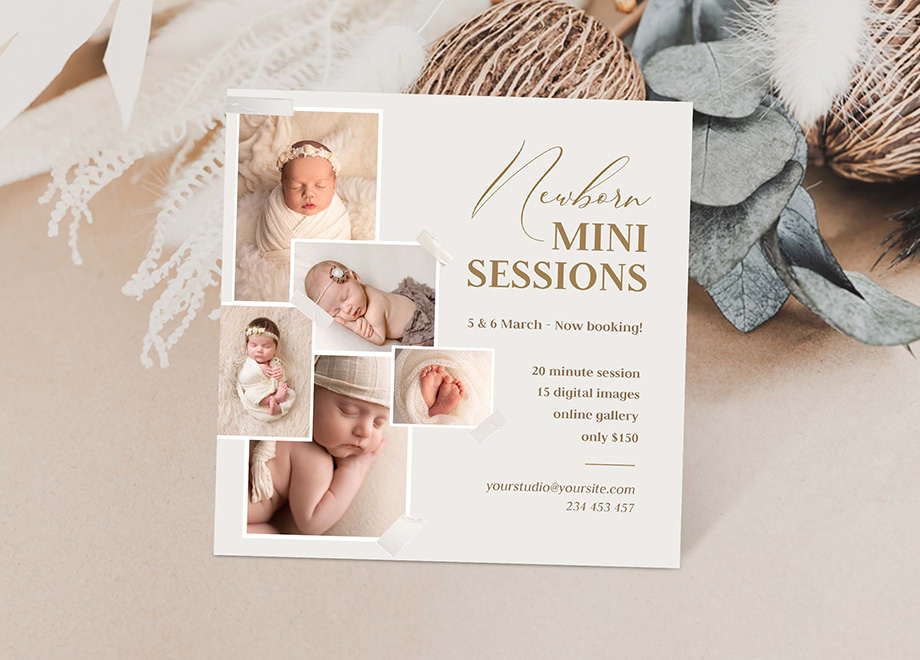 Newborn Photo Collage Mini Session Template