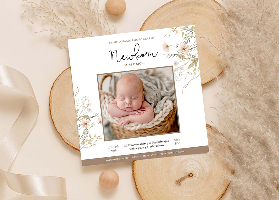 Floral Newborn Photography Mini Session Template