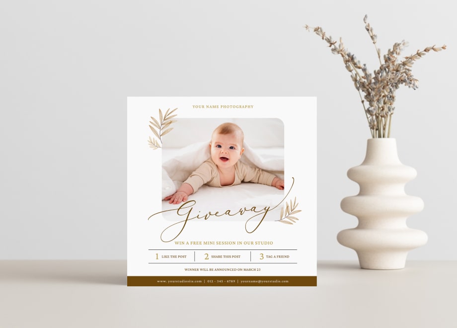 Cream Tone Newborn Giveaway Card Template